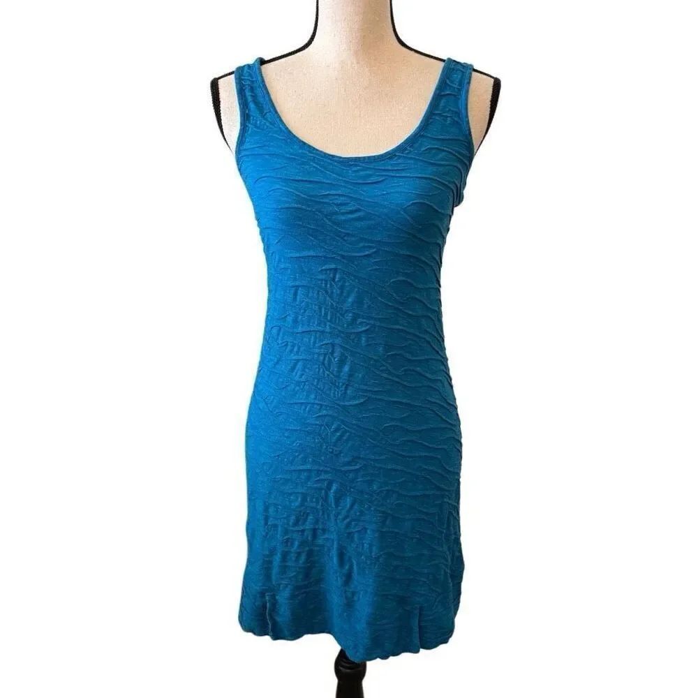 Toad & Co Teal Samba Wave Knit Tank Dress Sz. XS Coastal, Travel, Vacay